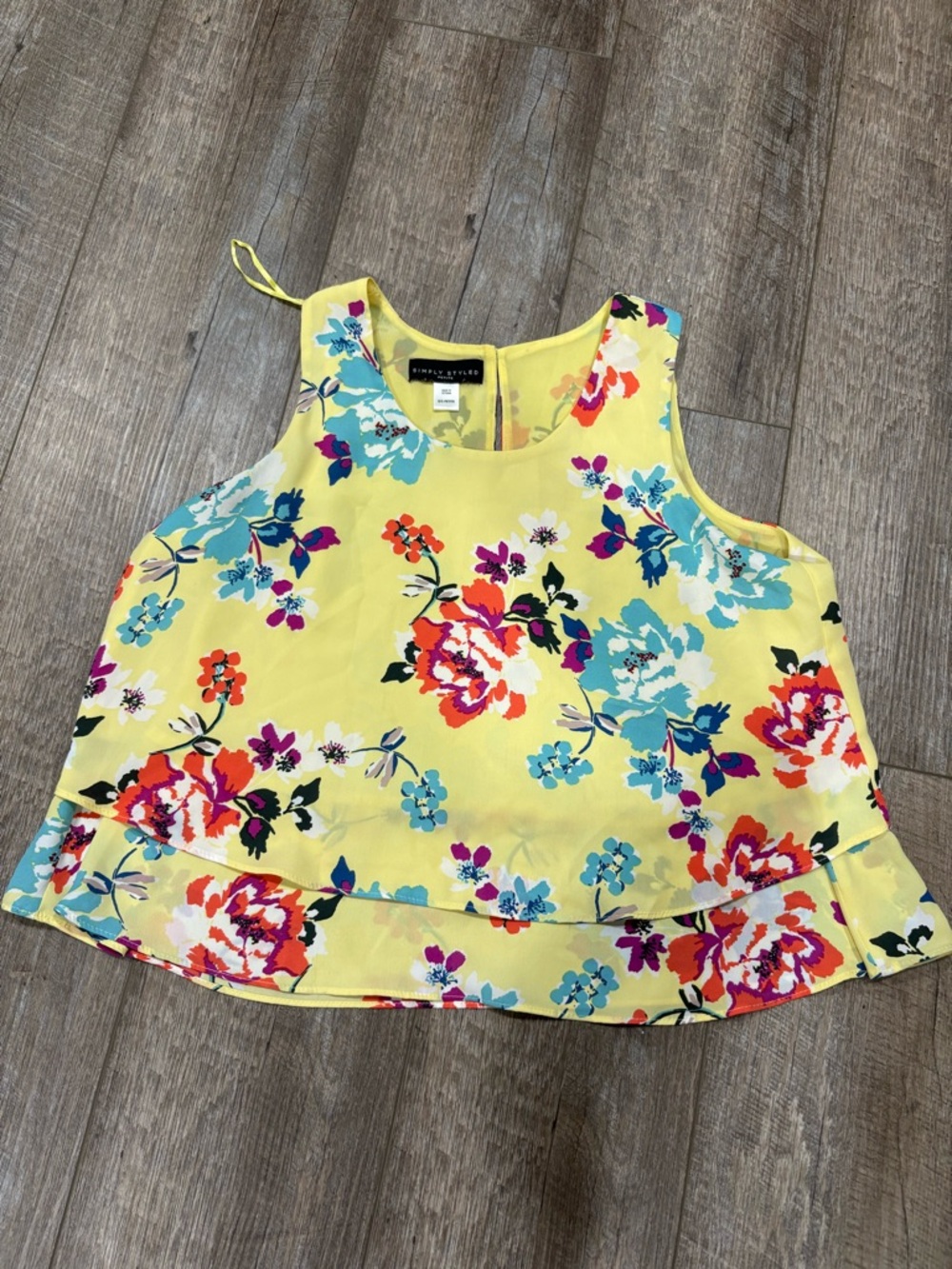 Simply Styled Yellow Floral Layered Sleeveless Camisole